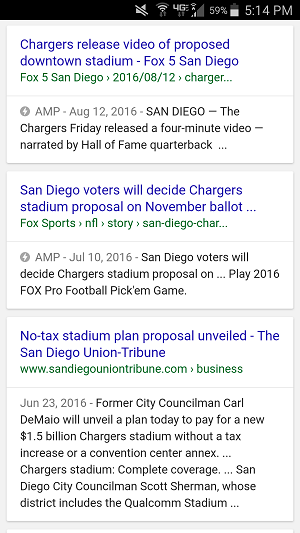Example of AMP, accelerated mobile pages