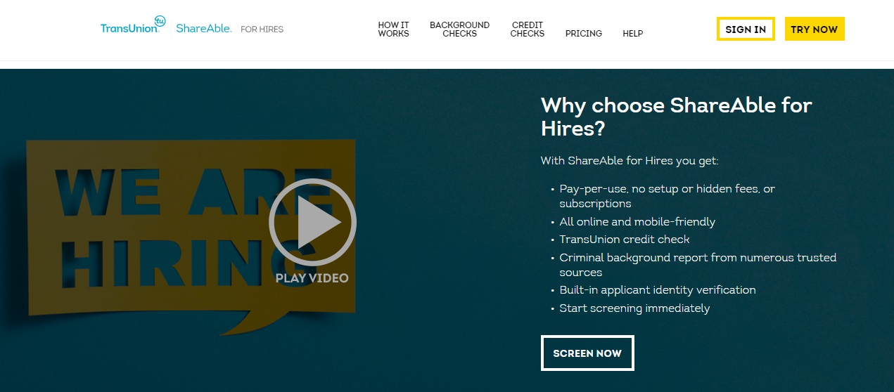screenshot of ShareAble for Hires